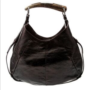 YSL Brown Leather Mombasa Shoulder Bag